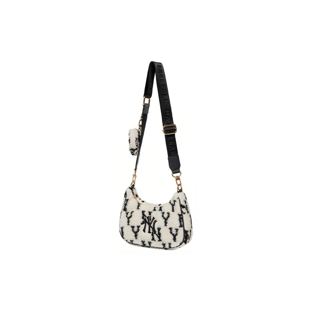 New MLB Monogram Collection Polyester Combo Bag Crossbody Bag Shoulder Bag Regular Women's Black White 7ABQM0126-50CRS