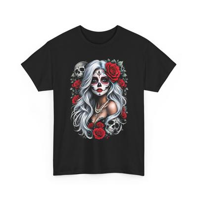 Sugar Skull Shirt Dia De Los Muertos Skeleton Gothic Floral Graphic Art Tee