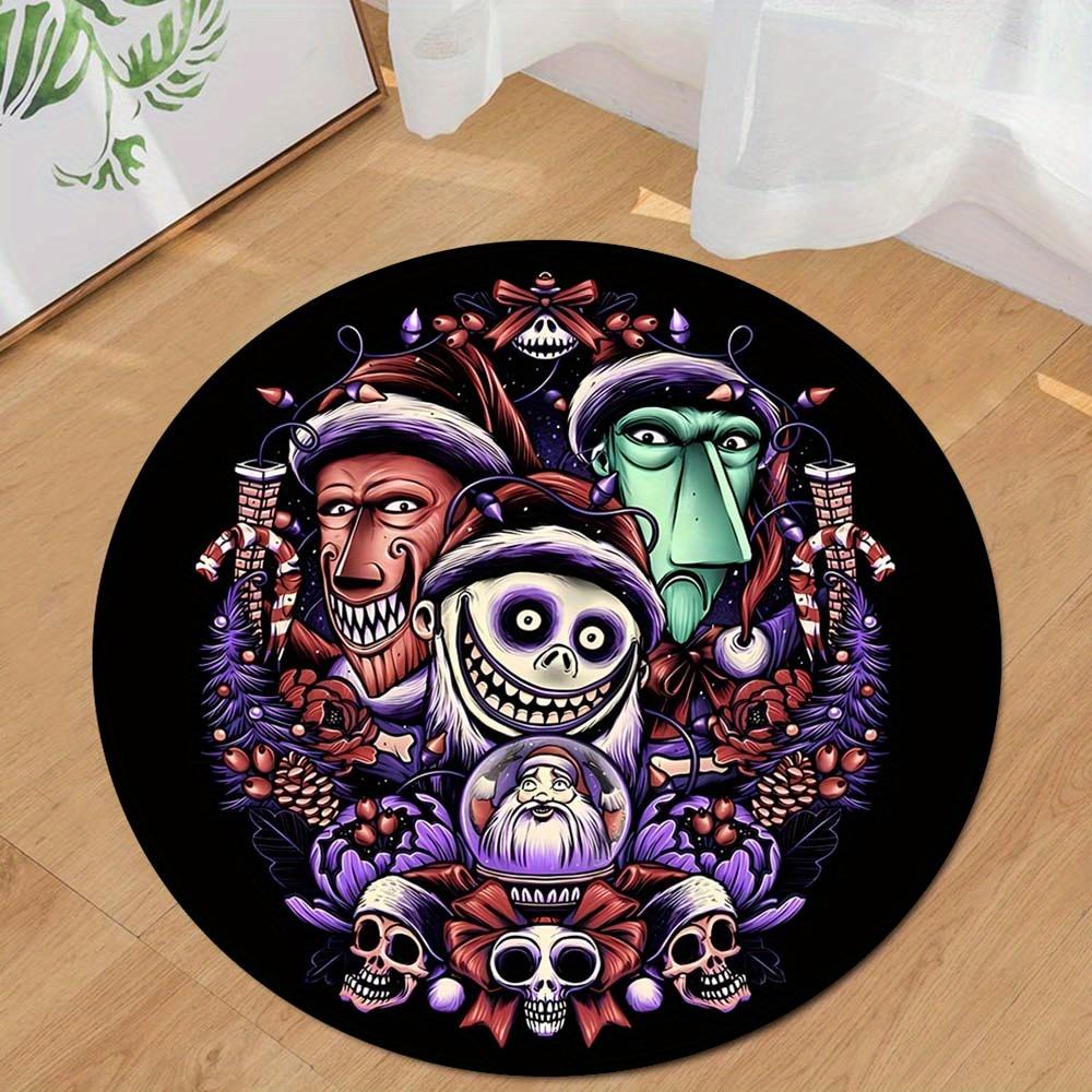 

1pc The Nightmare Before Christmas Round Area Rug , Playroom Bedroom Living Room Indoor Decor Rug , Perfect for Leisure Areas , Bedside , Cl 80cm/31.5in