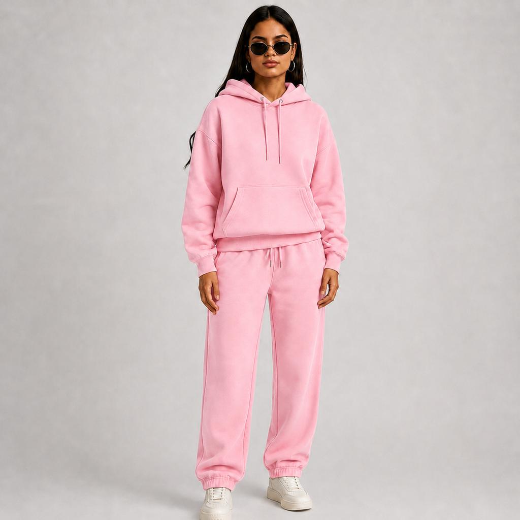 Couple Matching Hooded Tracksuit Set for Spring and, Color Thick Pullover Athletic Sweatsuit for Men and Women