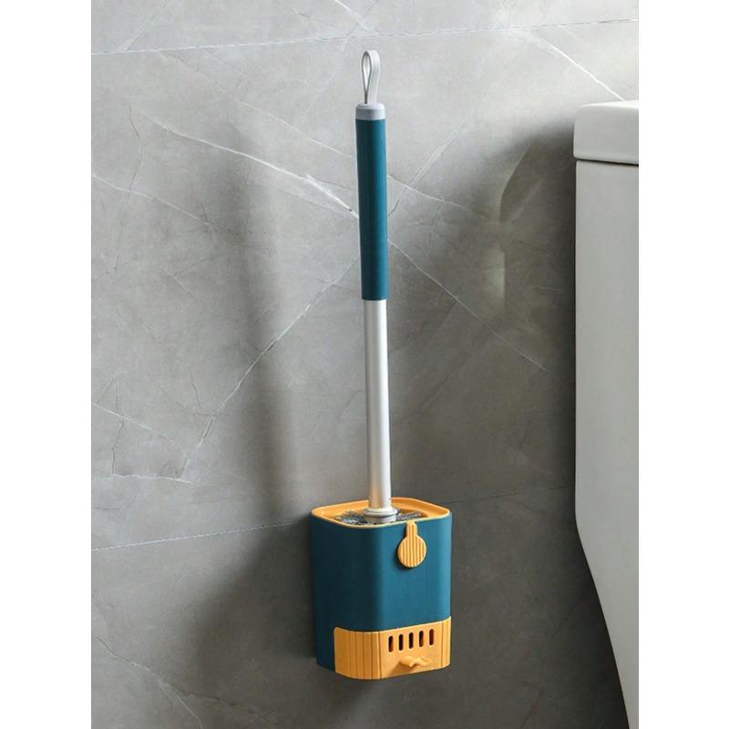 Wall-Mounted Toilet Brush With Holder, Long Handle Toilet Cleaning Brush With Flexible Bristles, Bathroom Cleaning Brush 1pc-blue чёрный