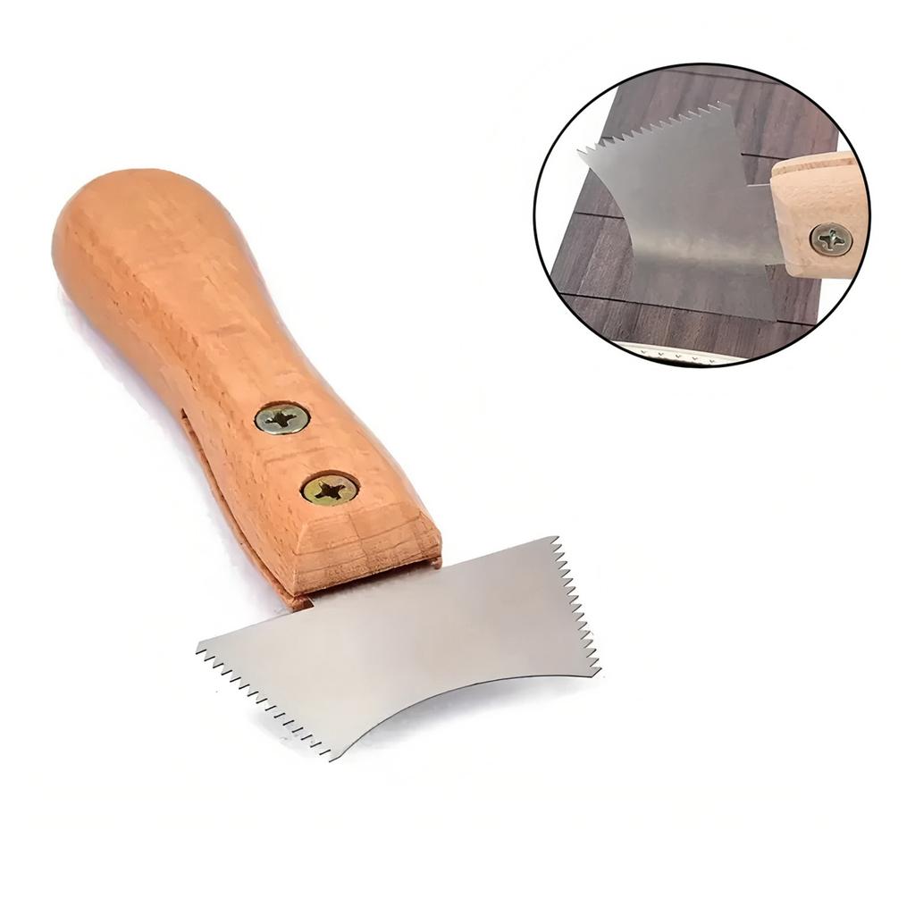Guitar Fret Slot Cleaning File Frets Cleaning Cutter with Wood Handle Guitar Frets Scraper Wood Chip Cleaning Tool