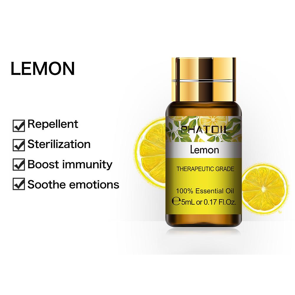 PHATOIL 5ML/10ML/30ML/100ML Lemon Fruit Essential Oil for Body Relieve Boost Immunity Repellent Sterilization Air Fresh Diffuser DIY Fruit Perfume