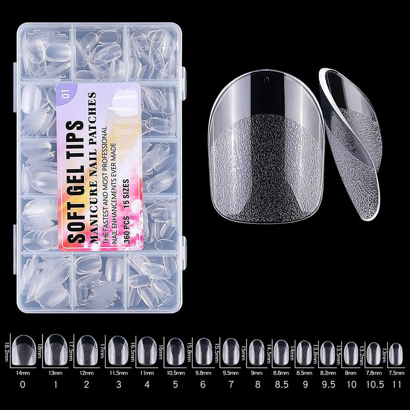 360Pcs/Box Fake Nails Transparent Frosted French Almond Acrylic Water Drop False Nail Tips For Extension Tip Manicure Tool