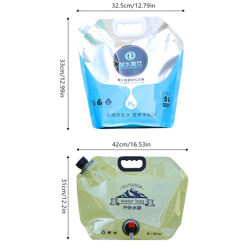 Outdoor Mini Folding Water Bag Camping 5/8L Large Capacity Portable Water Bag Thickened Soft Food Grade Water Storage Bag