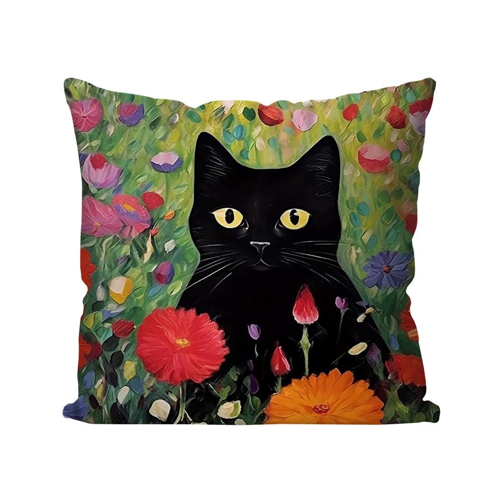 1Pcmatisse Monet Art Black Cat Animation Pillow Case Square Pillow Bedroom Sofaleisurecomfortcarlivingroom Home Decoration 40X40