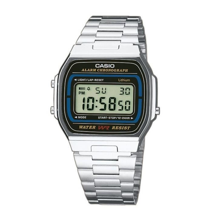 Klokke Casio Vintage Ikonisk Unisex Sølv og Svart