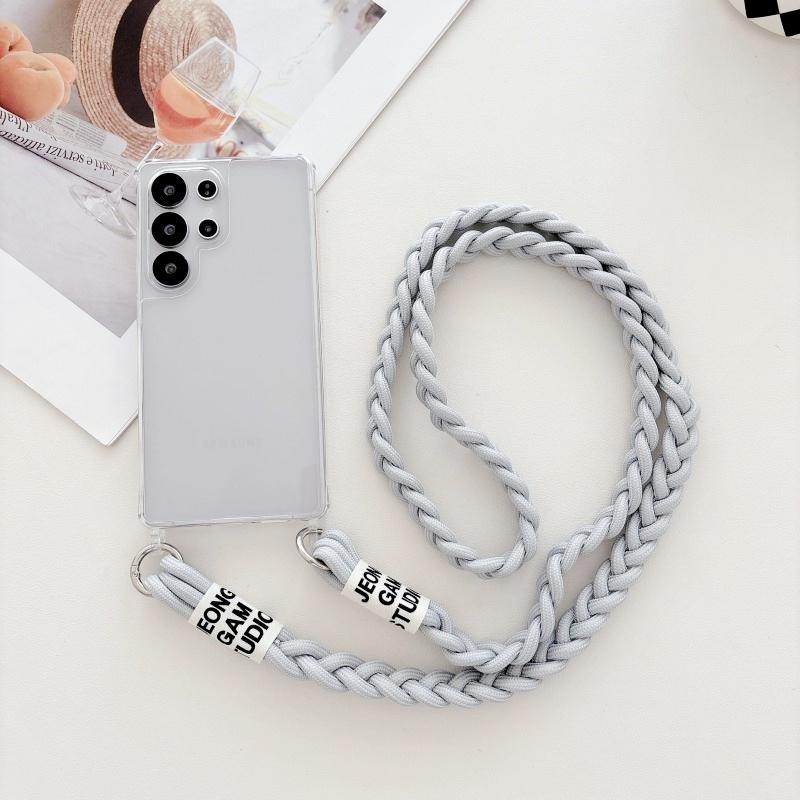

Luxury Lanyard Case For Samsung Galaxy S25 Ultra S24 FE S22 S21 S23 Plus A56 Shockproof Acrylic Clear PC Crossbody Strap Cover S21 Ultra&Case & Strap