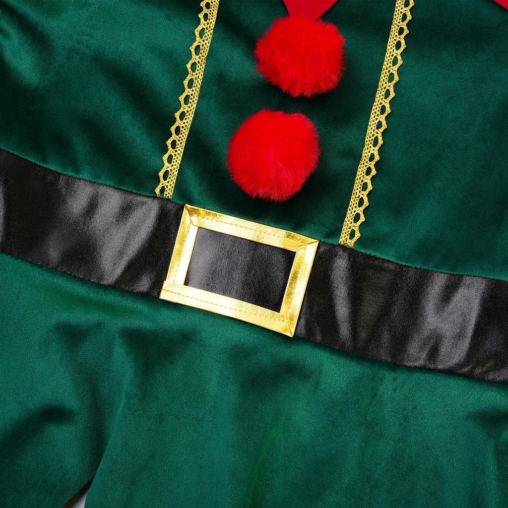 ReliBeauty Santa Claus Cosplay Costume for Girls and Christmas Elf Hat Red and Size 110 Kids, Boys, Set, Green,