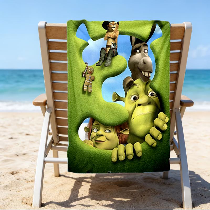 Ultra-weiches Strandtuch mit Shrek-Thema, ideal für Pool - Camping, Tauchen - Perfekter Reisebegleiter, Lebendiges Strandtuch.