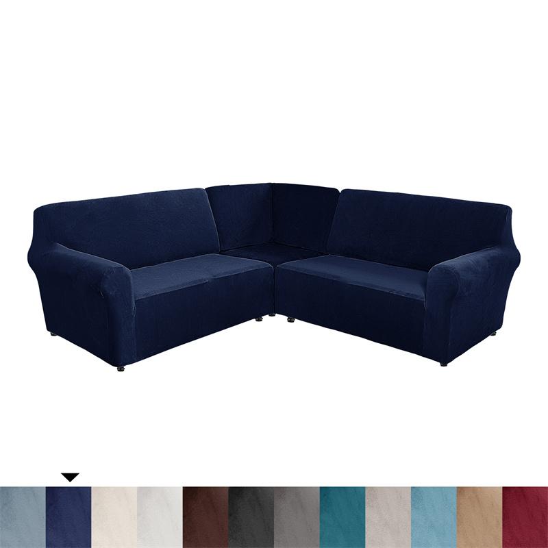 5 Seater Thicken Velvet Sofa Covers Stretch L Shape Sectional Sofa Slipcovers for Living Room Washable Armchair Couch Covers