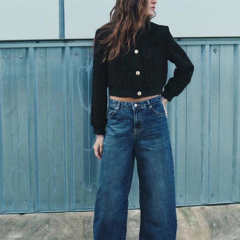 Spring New Women's Clothing Fashion Wind Elegant Texture round Neck Long Sleeves Casual Pilot Jacket 3046329