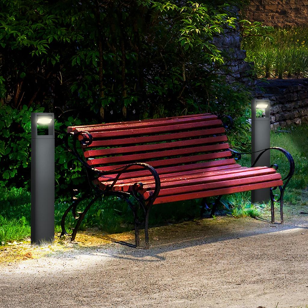 Garden Lamp, Path Light, Post Light with LEDs, Weather-Resistant, 16cm x 5cm x 90cm, Dark Grey