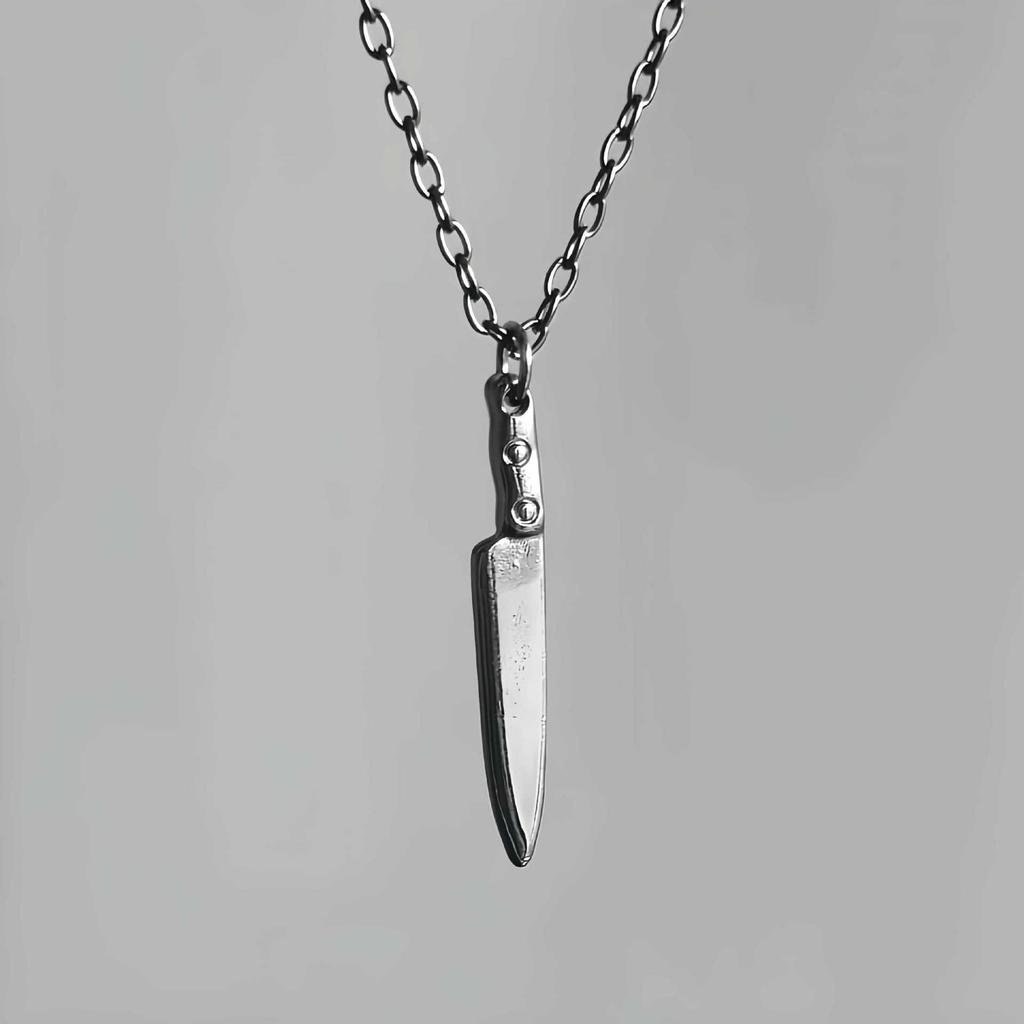 Collana Ciondolo Coltello Mini Nero Pistola Personalità Creativa per Uomo Donna Hip-hop Rock Punk Catena Collo Gioielli Accessori Regalo