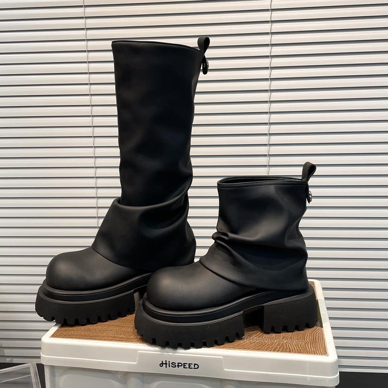 Fashion Flats Platform Women High Boots Designer Dress New Winter Shoes Fashion Chelsea Boots 2025 Casual Sport Brand Goth Botas Mujer