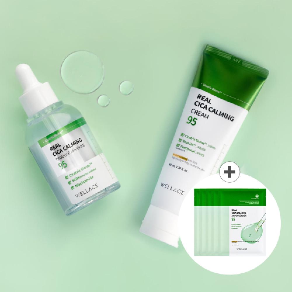 

Wellage [2 Piece Set Gift] Real Cica Calming Trouble Ampoule 50ml+cream 80ml + 5 Free Cica Ampoule Masks NONE
