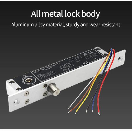 DC 12V Fail Secure Electric Drop Bolt Lock Cylinder Deadbolt Lock With Key Door Contact Output for Home Access Control System