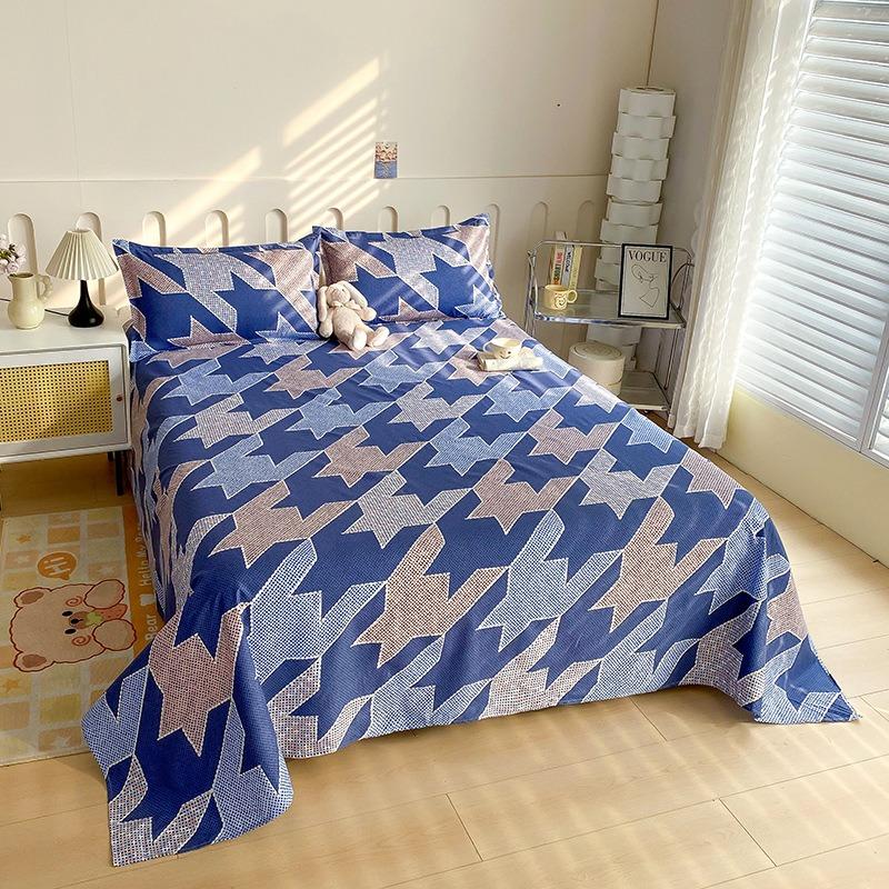 Simple Modern Plant Flower Printed Aloe Vera Cotton Brushed Bed Sheet Bedroom Printed Bed Cover Juego De Tres Piezas En La Cama
