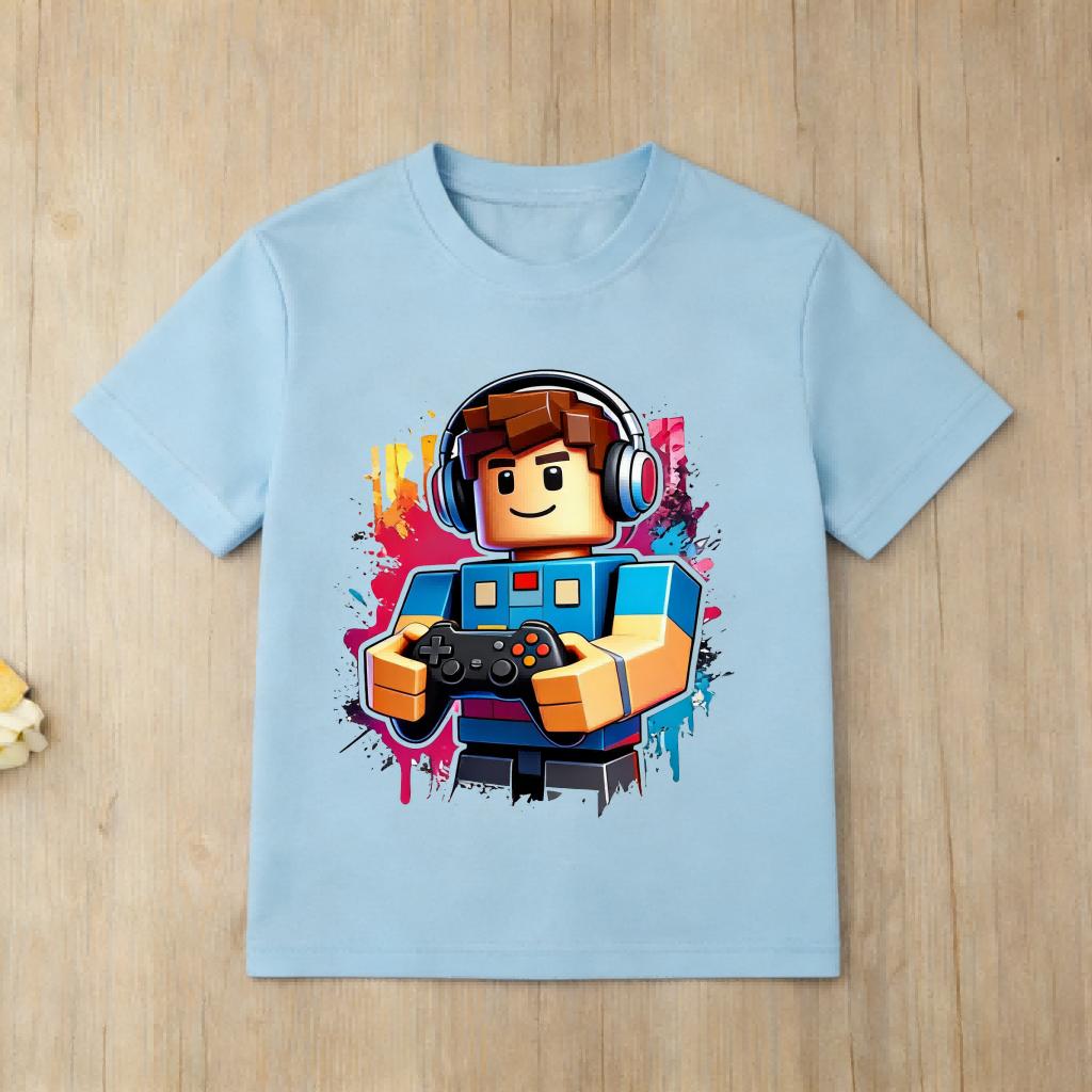 Roblox Themed Kids T Shirt Boys Girls Fashion Game Character Print Cotton Short Sleeve Tees for Everyday Play