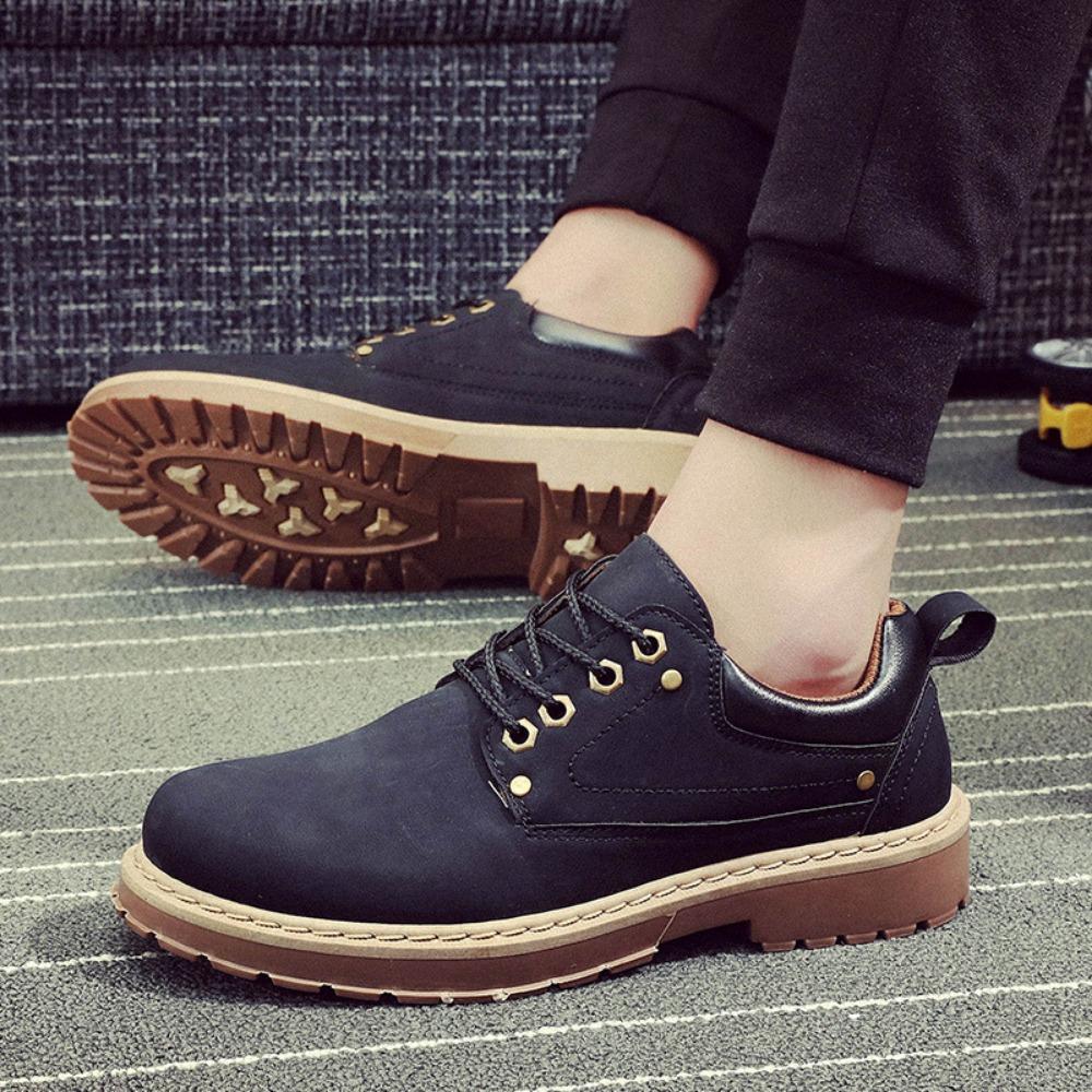 Mens Leather Shoes British Style Work Boots Fashion Casual Big Head Derbies Spring Autumn Shoes for Men