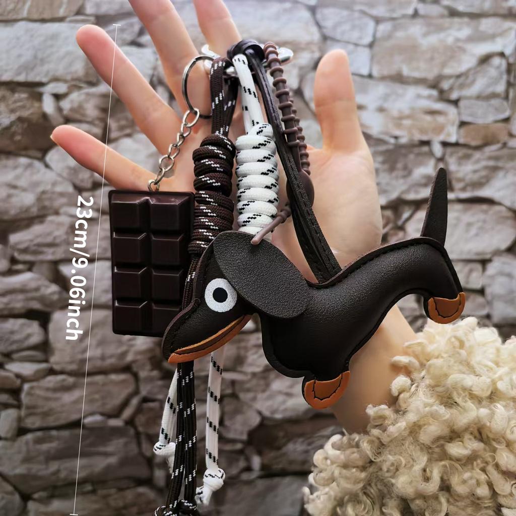 1 szt. skórzany brelok jamnik, skórzana torebka brelok szczeniak, dekoracyjny wisiorek prezentowy