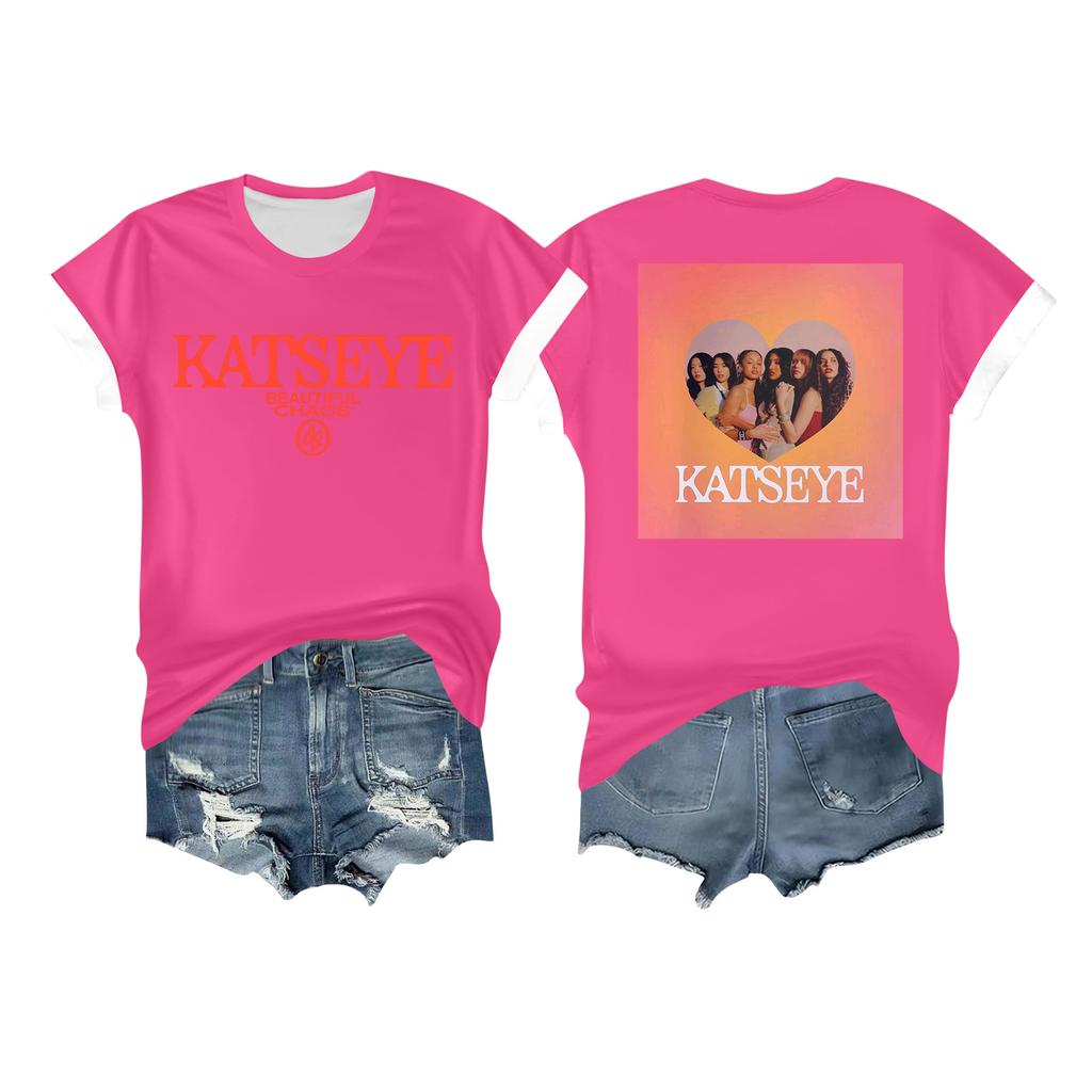 Women's Casual Printed T-shirt Round Neck Pullover Short Sleeve Top