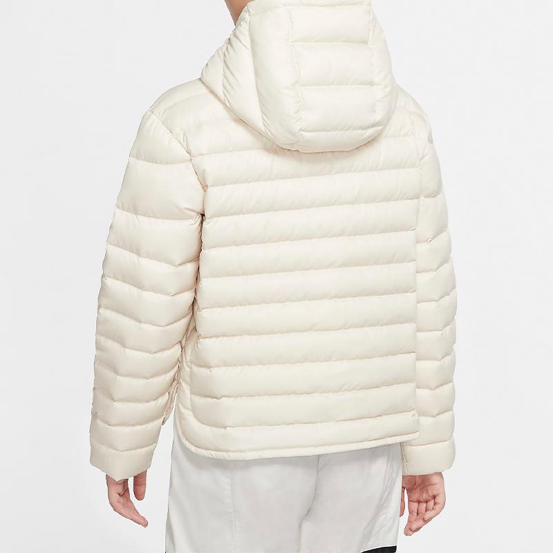 Nike Abbigliamento sportivo Imbottitura in piuma Casual Calda Giacca con cappuccio in piuma Giacca invernale da donna Bianco avorio chiaro CU5095-140