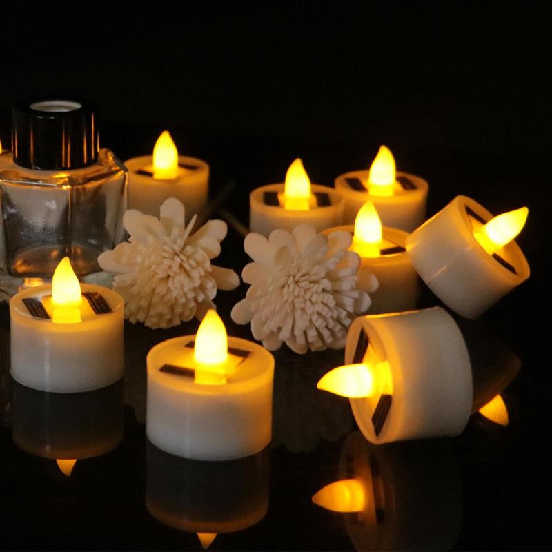 1pcs Solar Tea Light Led Candles Flameless Outdoor Waterproof Solar Tea Lights Rechargeable Candles for Party Garden Home Decor