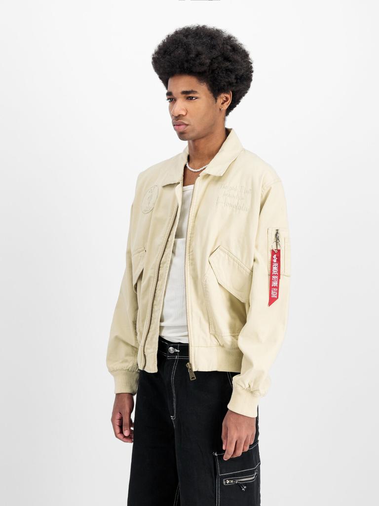 Alpha Industries CWU-45 Canvas Honolulu Bomber Jacket (156126) Vintage White