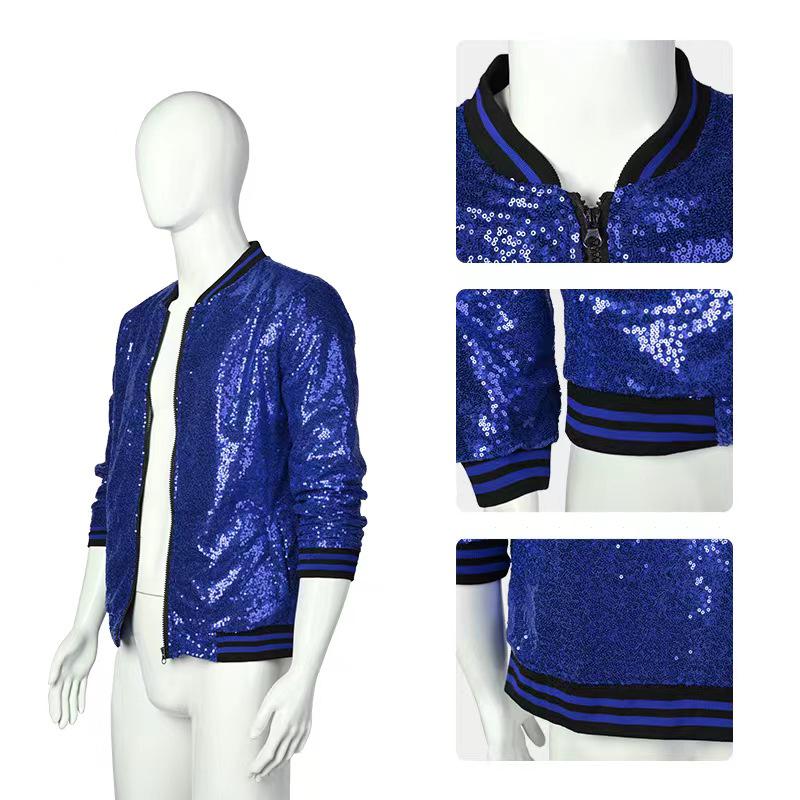 Men's Plus Size Sequin Dancewear Zip Cardigan Jacket - Bestseller