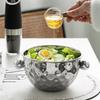 2PCS 304 Nonrust Steel Ice Buckets Set With Textured Hammered Finish And Ergonomic Handle Gift Ice Container Set