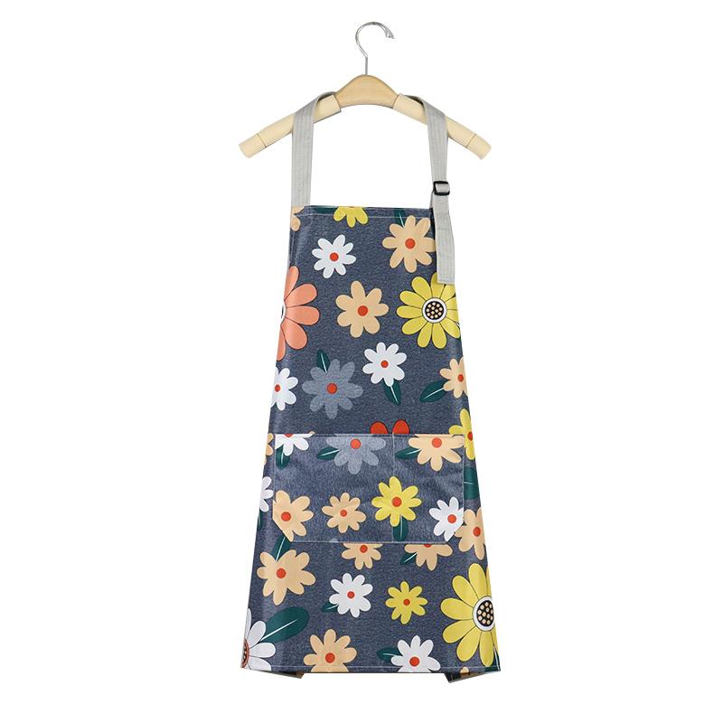 Cute Flower Kitchen Household Oil-Proof Cooking Apron For Women Children Men Kitchen Waterproof Adult Coffee Baking Accessories