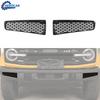 Front Grille Erts Mesh Headlight Trim Decor Cover Kit For + Ford Bronco