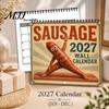 Coated Paper Wall Calendar Sausage 2027 Calendar, Funny Figure 12 Month Planner Creative Home Office Decor with Spiral Binding, Novelty Hanging