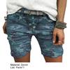 High Waist Camouflage Print Women Shorts All-matched Stretchy Buttons Denim Shorts Streetwear