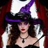 Halloween Witches Hat Pointed Lace Gothic Headdress Retro Finger Bone Black Spider Womens Witch Hat For Prom Masquerade Event