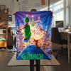 Christmas Grinch Cartoon printing Flannel Blanket Bedroom Sofa Camping Warm blanket Gifts for family and friends-MJ021