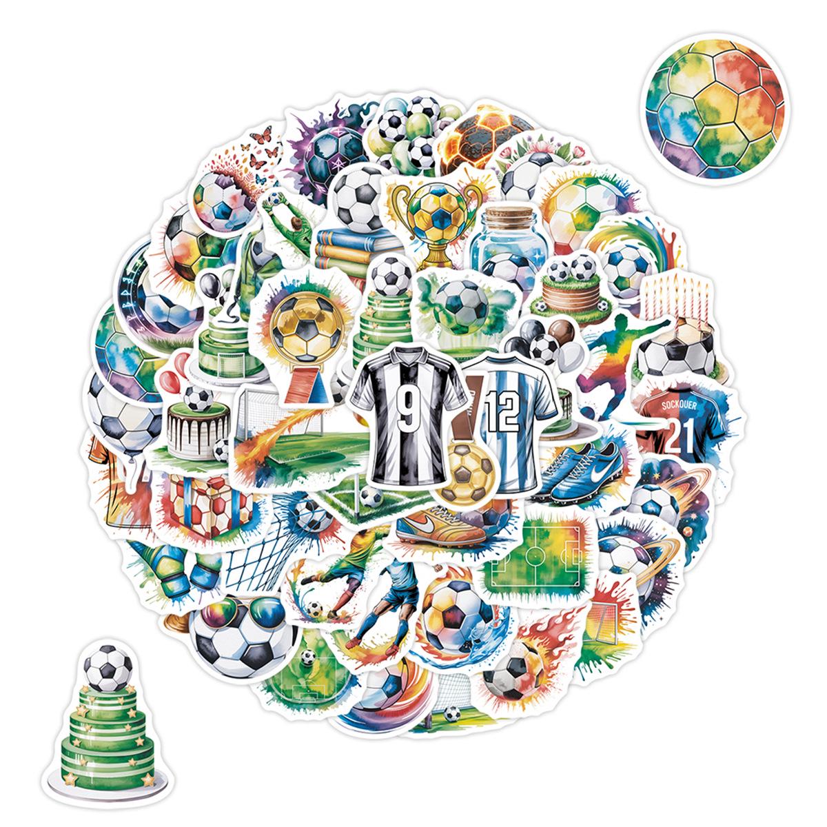 50 Football Graffiti Waterproof Stickers for Water Bottles & Phones - Creative Decorative Stationery Stickers.