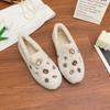 Winter New Thick-soled Fluffy Shoes Women's Korean Version of Thick Plush Warm Shoes Sparkling Diamond Fashionable Outer Wear Women's Shoes Velvet
