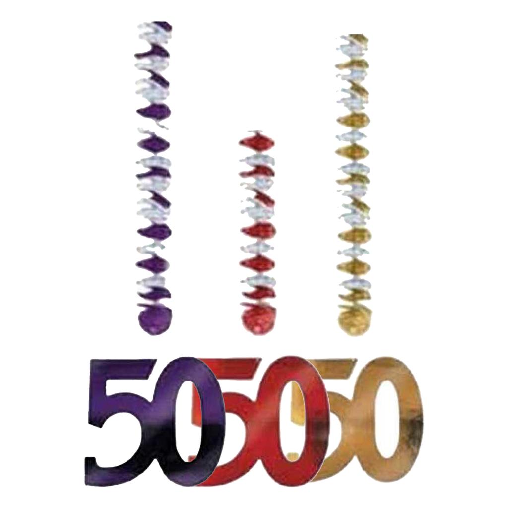 Amscan Foil Cut Out 50th Hanging Decoration (Pack of 3)