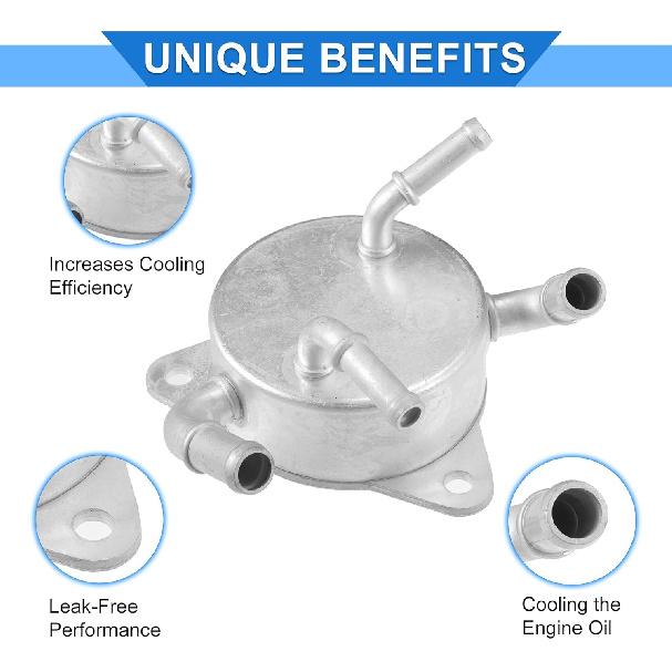 Engine Oil Cooler Compatible for Honda Civic 2006-2011, Durable Aluminum Alloy Silver Tone Transmission Oil Cooler