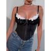 Sexy Chest Wrap Mesh Stitching Lace Bra Fishbone Sling Inside and Outside Top