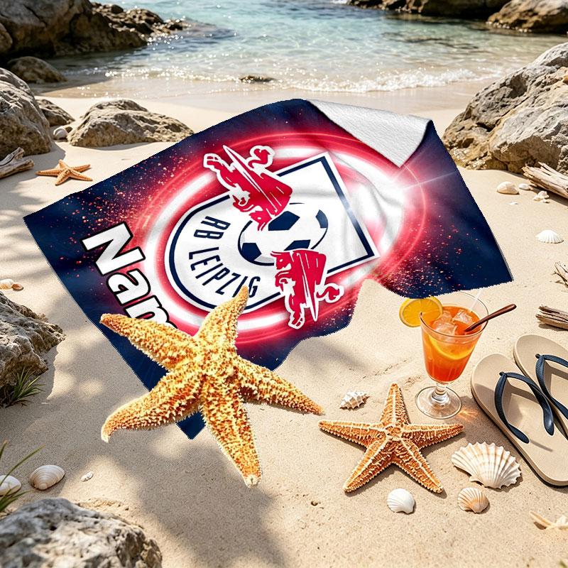 Personalisierter RB Leipzig Strandtuch mit individuellem Namen, für Reise, Camping, Strandparty, Heimdekoration, Geburtstagsgeschenk für Familie & Freunde