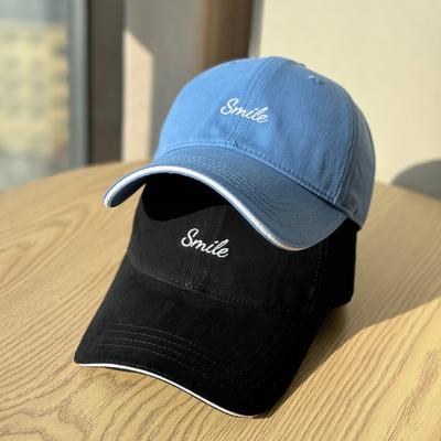 Korean-style Spring-summer Sun Hat with Letter Embroidery, Soft-top Baseball Cap for Men and Women, Couple's Versatile Small-face-flattering Duckbill