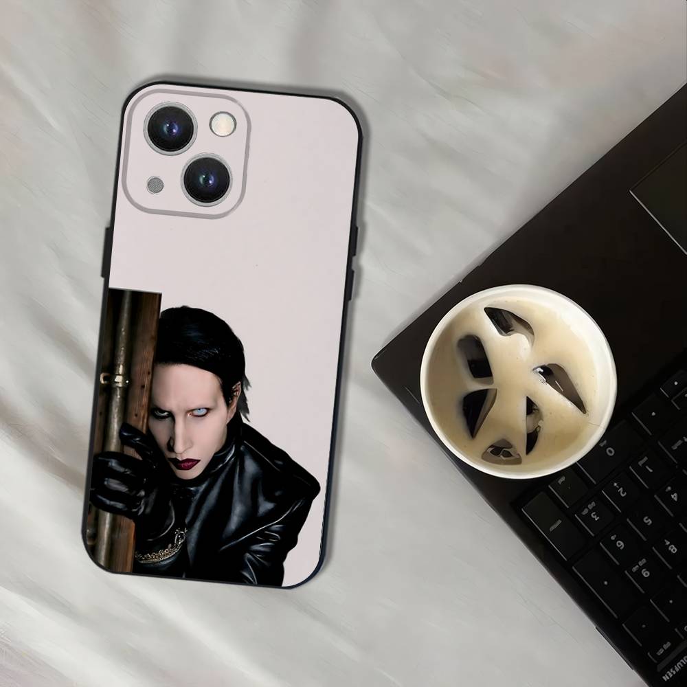 Singer M-Marilyn Manson Phone Case For iPhone 17,16,15,14,13,12,11,Pro,XS,Max,XR,Plus,E,SE4,Mini Black Soft Cover