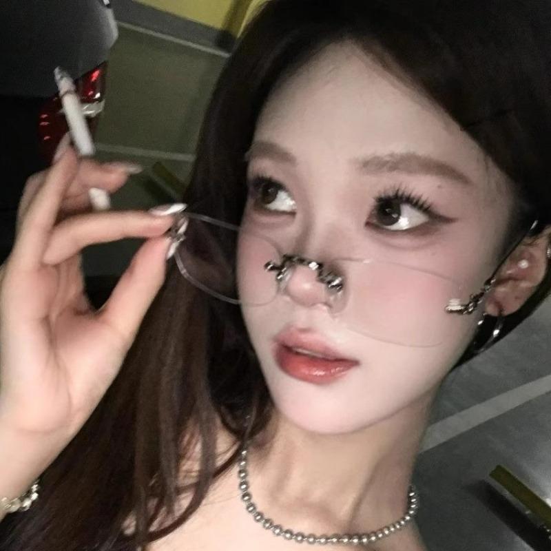 Vintage Rimless Eyeglasses Women Anti-Blue Light Harajuku Metal Square Rectangle Glasses Optical Spectacle Reading Eyewear