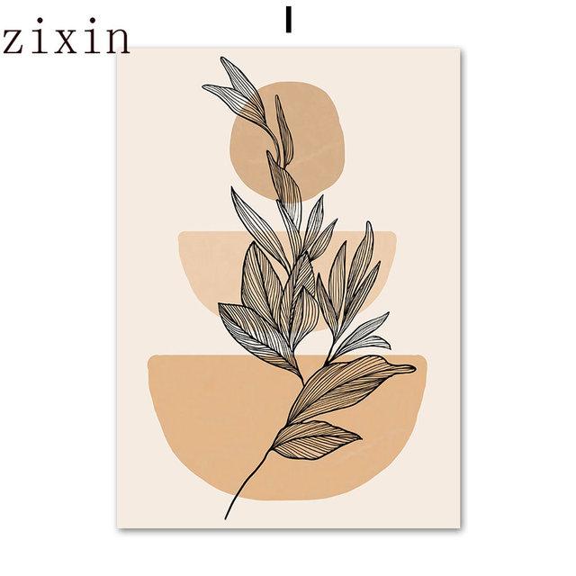 Abstract Lines Face Girl Flower Sun Leaf Wall Art PaintingCanvas Nordic Posters And Prints Wall Pictures For Living Room Decor