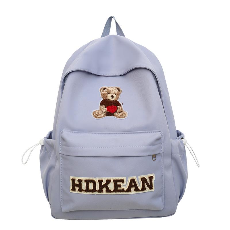 Women's Lightweight Large Capacity School Bag Bear Backpack Junior High School Student Backpack