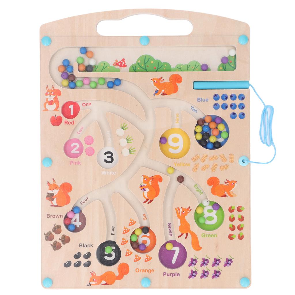 Magnetic Color and Number Maze Board Problem Solving Color Recognition Beads Puzzle Sorting Toy for