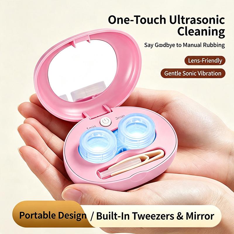 1 Set Portable Contact Lenses Case Contact Lenses Cleaner Ultrasonic With Removable Box Remove Tear Protein Cleaning Machine